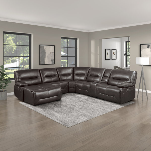 Wildon Home Eiloff 6 Piece Faux Leather Power Reclining Sectional